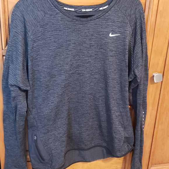Nike Running Dri Fit Long Sleeve Jacket Gray Black - Picture 2 of 4